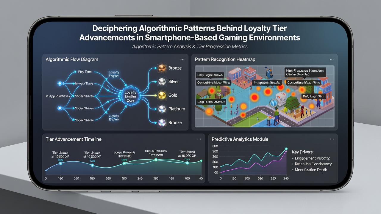Data flow diagram illustrating algorithmic processing of mobile gaming loyalty metrics across user sessions and purchases