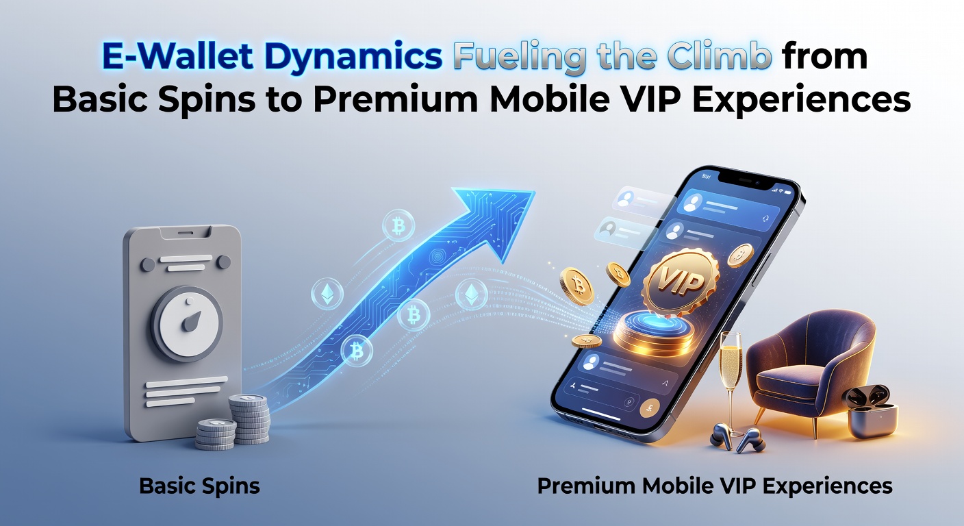 Illustration of mobile device displaying e-wallet transaction interface connected to slot game and VIP rewards dashboard