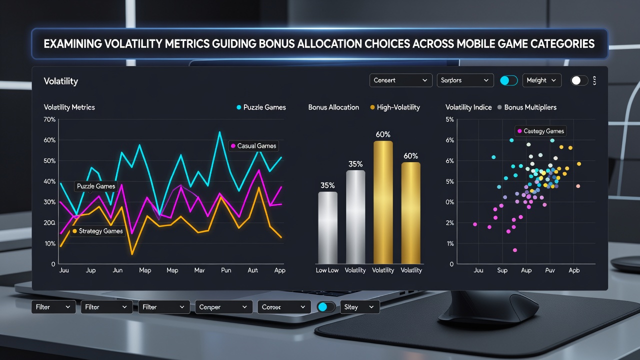 Mobile device screen showing bonus allocation interface tied to game volatility scores and category breakdowns