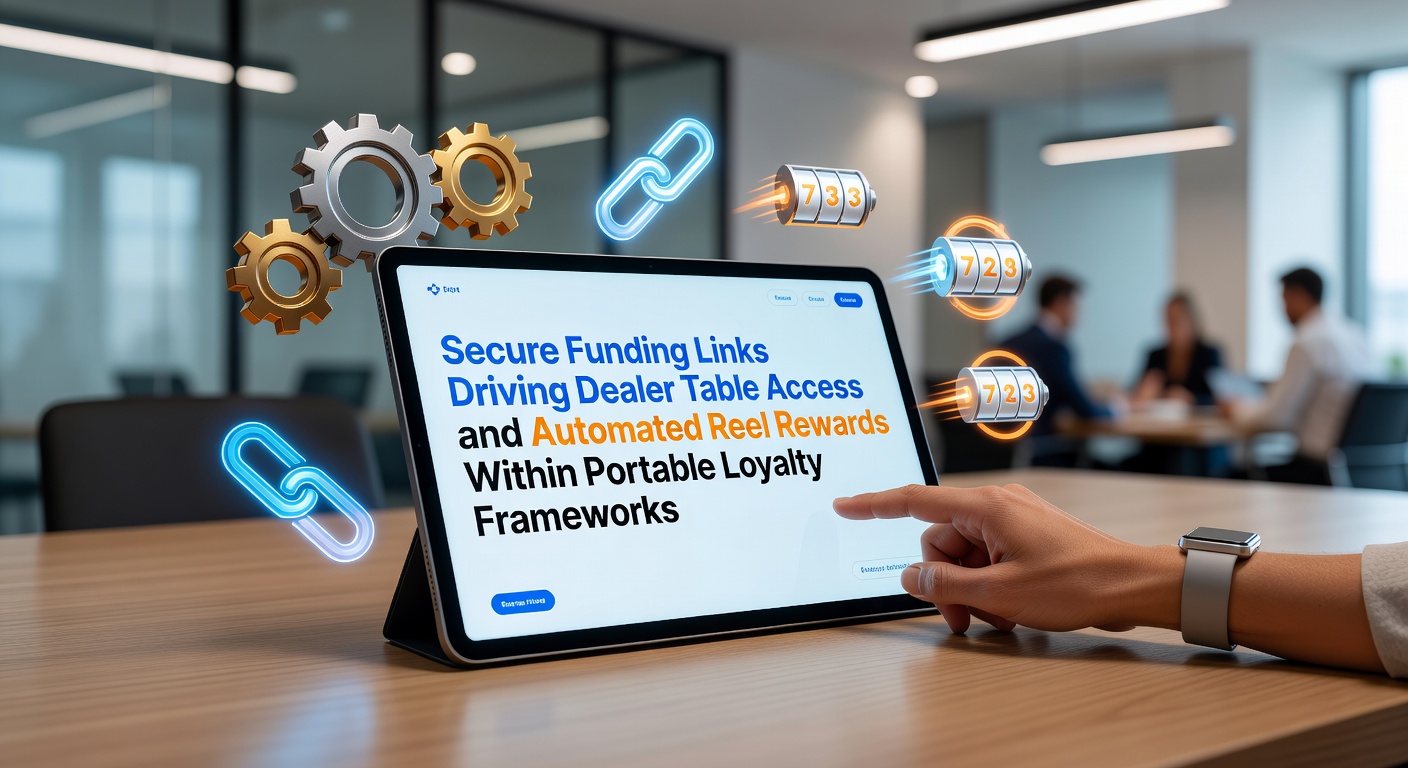 Secure funding integration in mobile casino loyalty systems showing linked payment pathways to live dealer tables and automated slot rewards