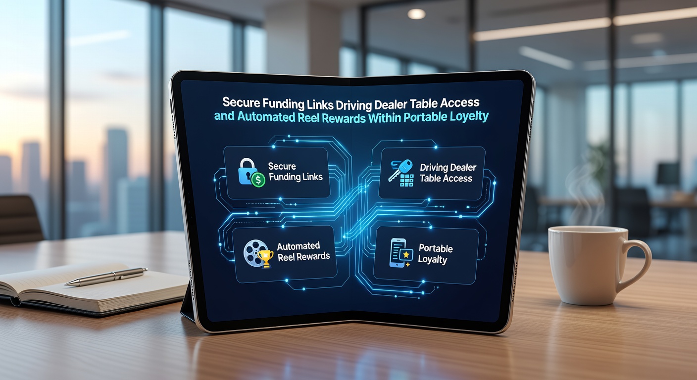 Mobile interface displaying automated reel rewards and dealer table access enabled by secure funding links in loyalty programs